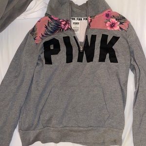 grey PINK half zip